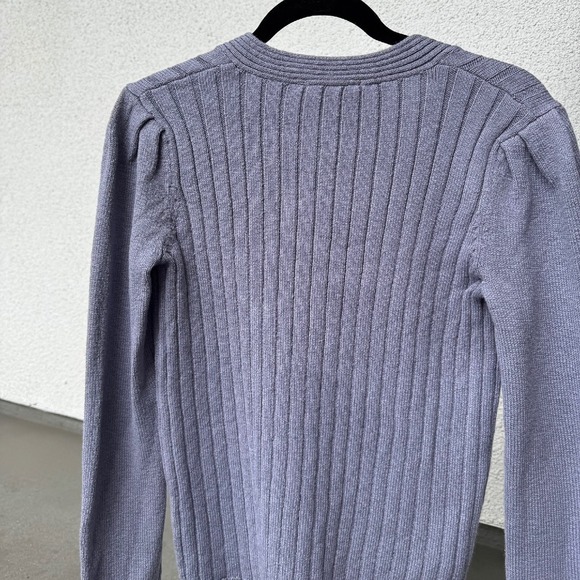 Splendid Cardigan Sweater Ribbed Knit Button Front Long Sleeve Lilac‎ S NWT - Picture 2 of 7